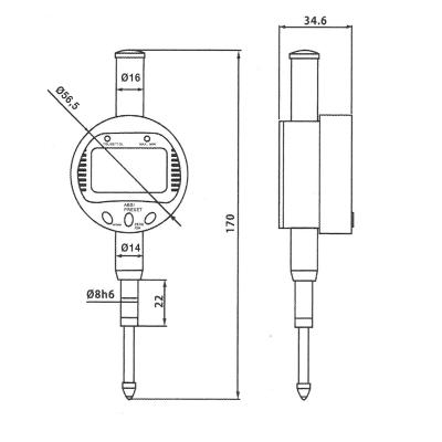Digital Indikatorklocka 25,4x0,01 mm med ABS/TOL/Min/Max funktion